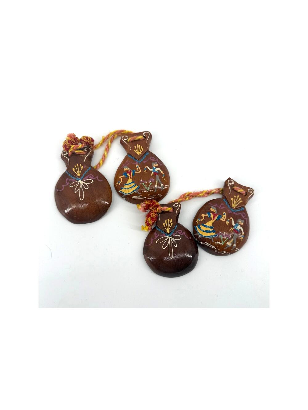 Vintage Hand Painted Castanets Wood Flamenco Dancers Set of 2 Spain Style